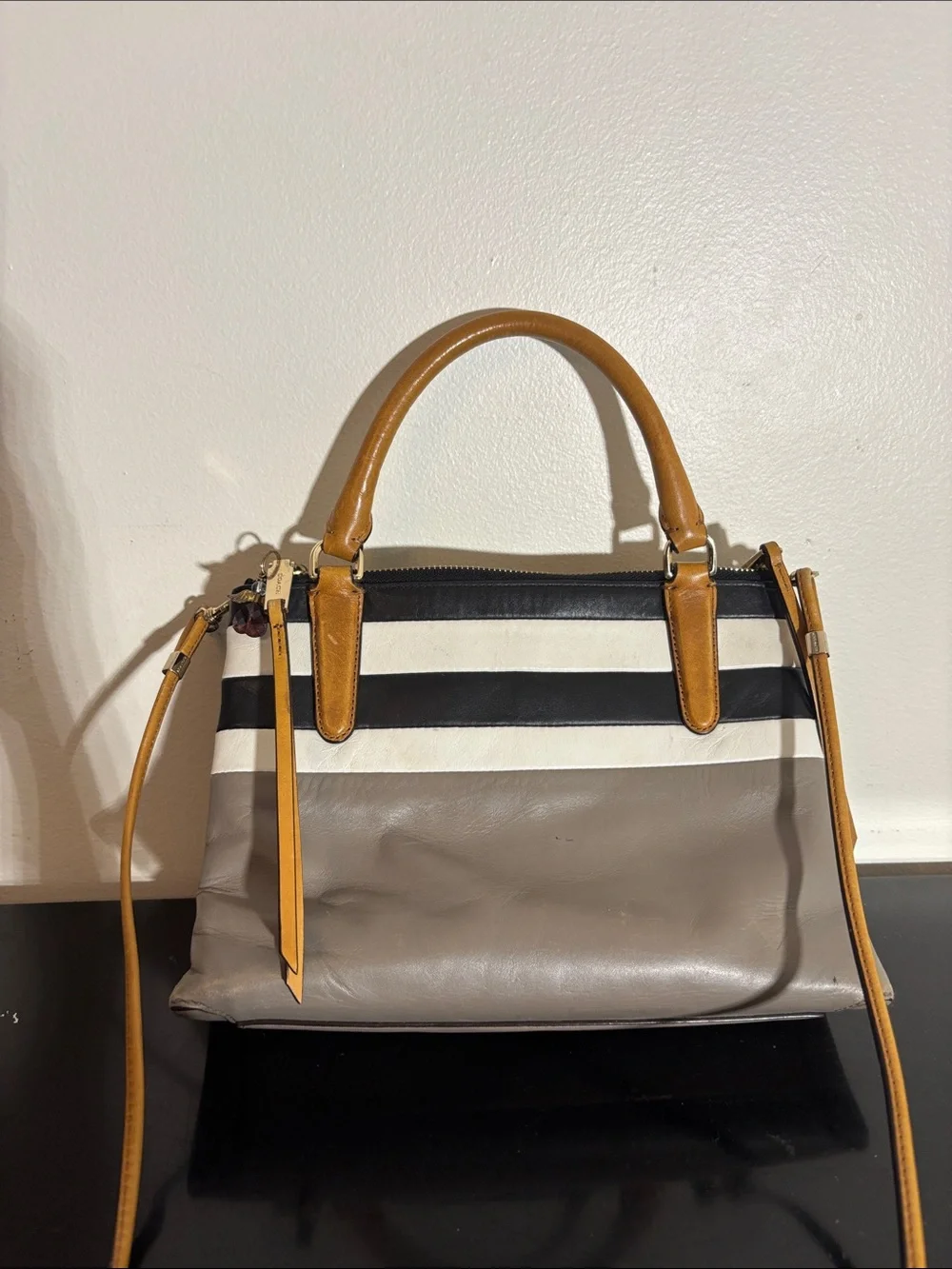 Coach Striped Crossbody Satchel Purse